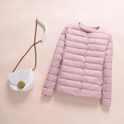 Ultra lite Collarless O-Neck Puffer Jacket